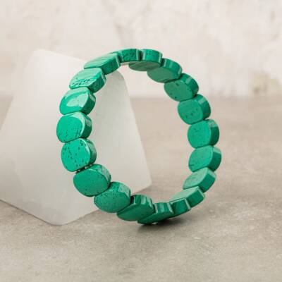 Malakit Doğal Taş Geniş Kesim Bileklik - 6