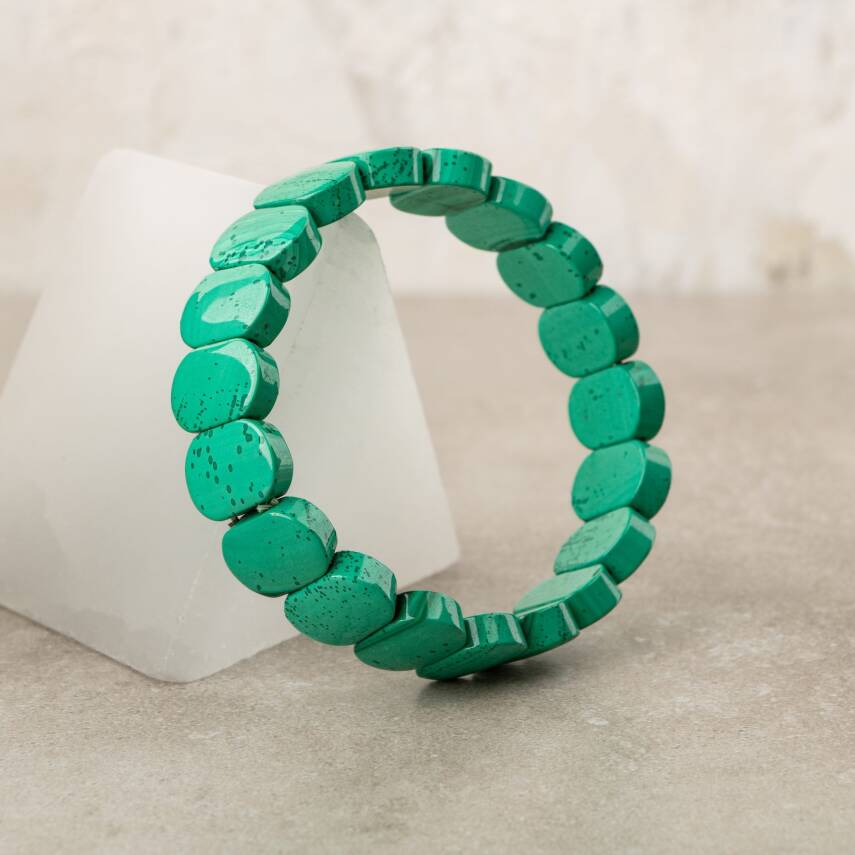 Malakit Doğal Taş Geniş Kesim Bileklik - 6
