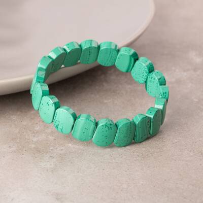 Malakit Doğal Taş Geniş Kesim Bileklik - 7