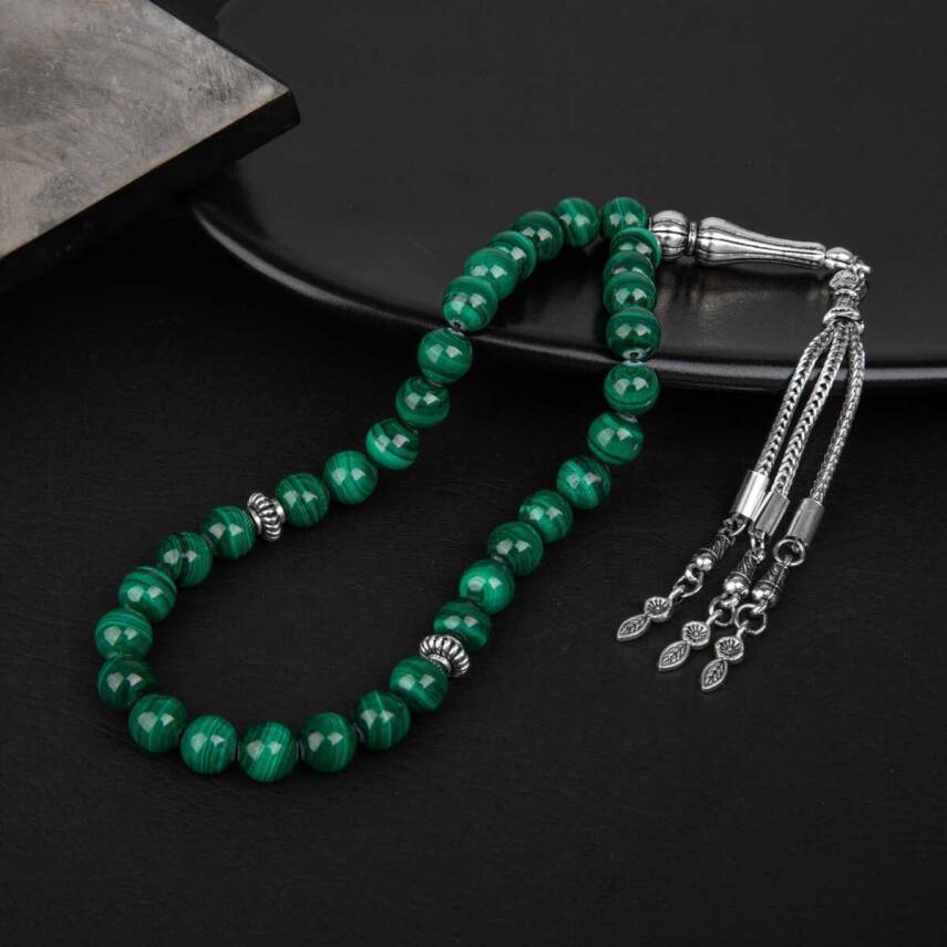 Malakit Doğal Taş Tesbih 33lük - 8mm - 1