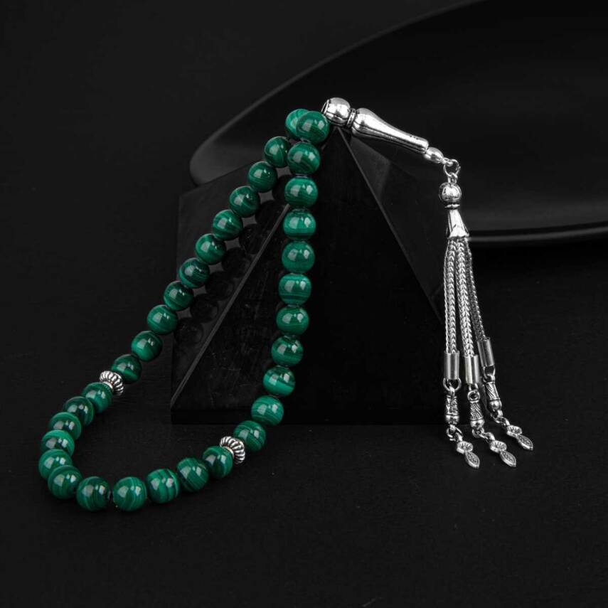 Malakit Doğal Taş Tesbih 33lük - 8mm - 3