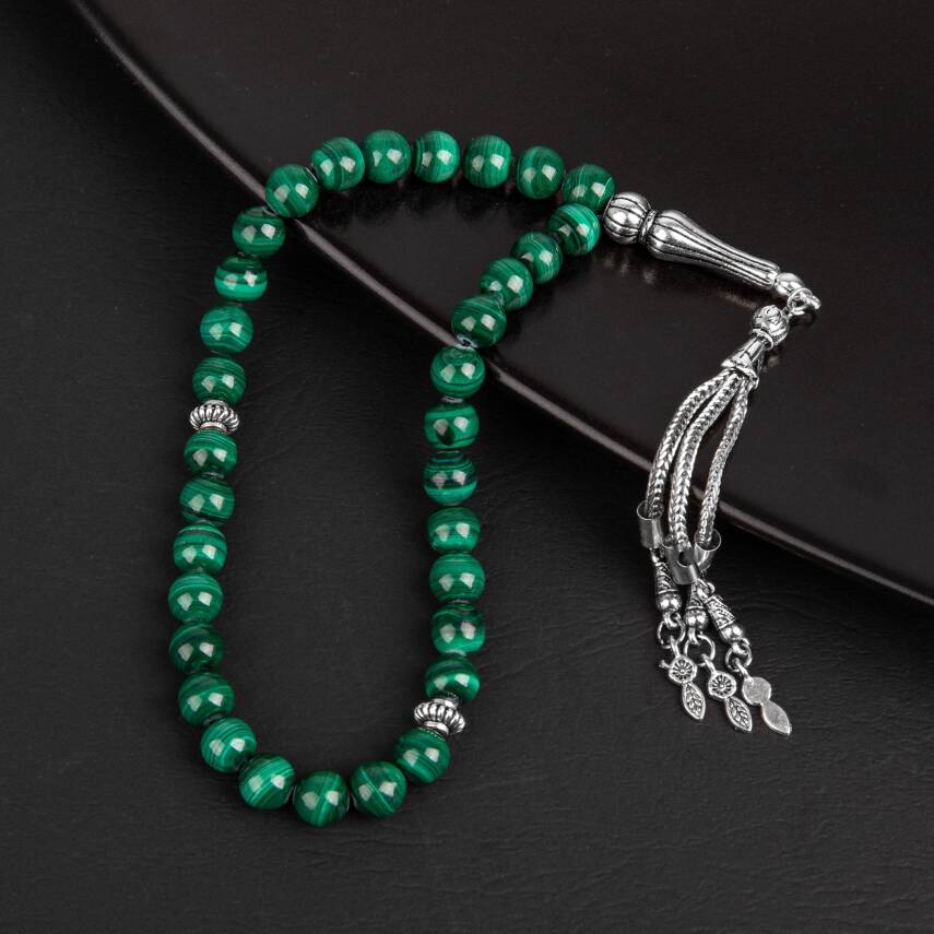 Malakit Doğal Taş Tesbih 33lük - 8mm - 3