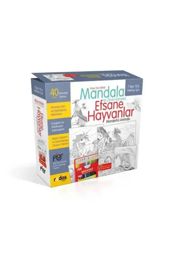 Mandala Efsane Hayvanlar Kuru Boyama Kalemi İlaveli - 1