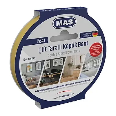 Mas 2641 Çift Taraflı Köpük Bant 12 x 5 mm - Mas (1)