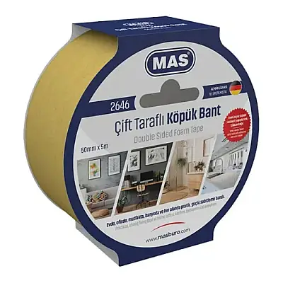 Mas 2646 Çift Taraflı Köpük Bant 50 x 5 mm - Mas (1)