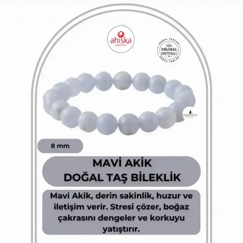 Mavi Akik 8mm Doğal Taş Bileklik - 1