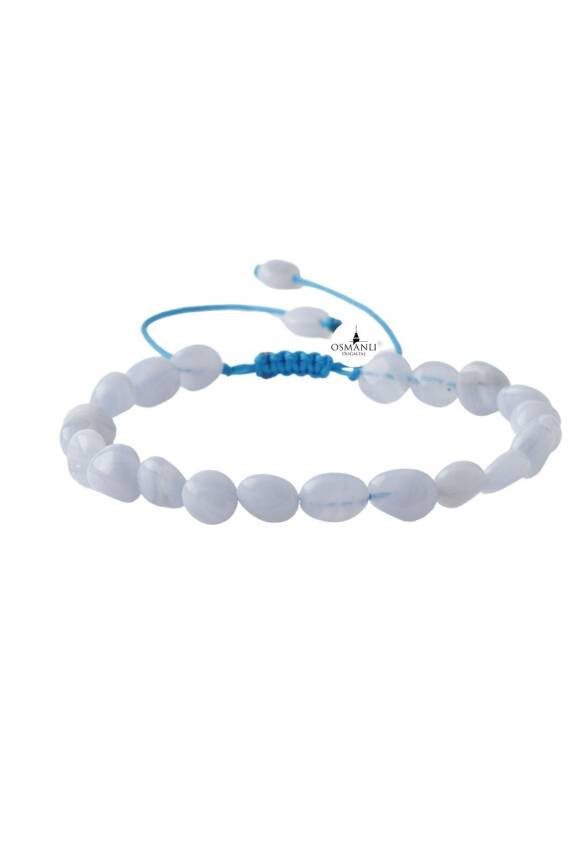 Mavi Akik Natürel Kesim Doğal Taş Bileklik - 1