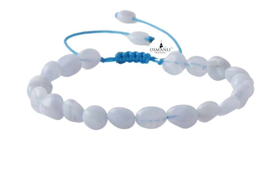 Mavi Akik Natürel Kesim Doğal Taş Bileklik - 2