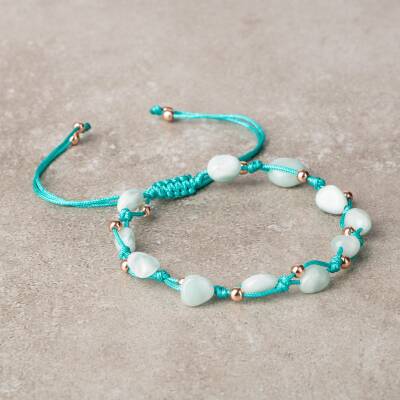 Mavi Akik Natürel Kesim Doğal Taş Makrome Bileklik - 2