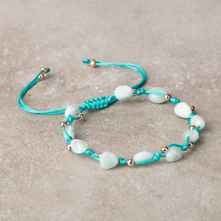 Mavi Akik Natürel Kesim Doğal Taş Makrome Bileklik - 2