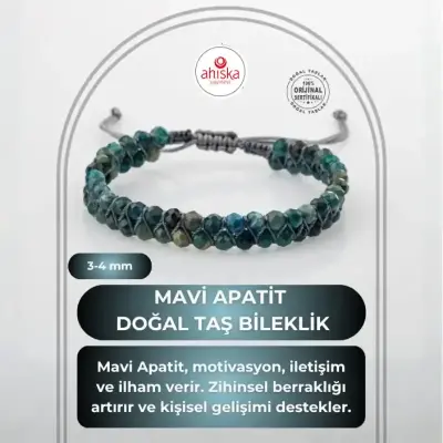 Mavi Apatit 3-4mm Çift Sıra Doğal Taş Bileklik - Doğal Taş (1)