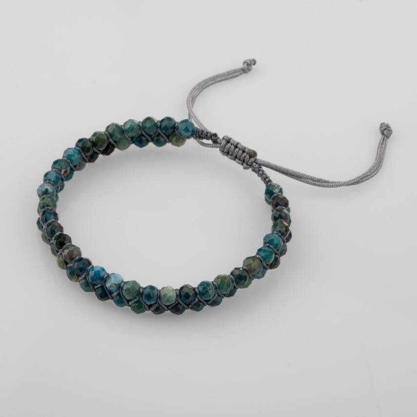 Mavi Apatit 3-4mm Çift Sıra Doğal Taş Bileklik - 1