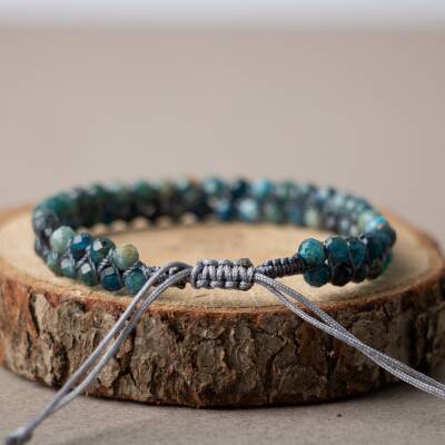 Mavi Apatit 3-4mm Çift Sıra Doğal Taş Bileklik - 3