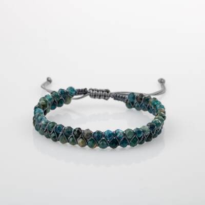 Mavi Apatit 3-4mm Çift Sıra Doğal Taş Bileklik - 4