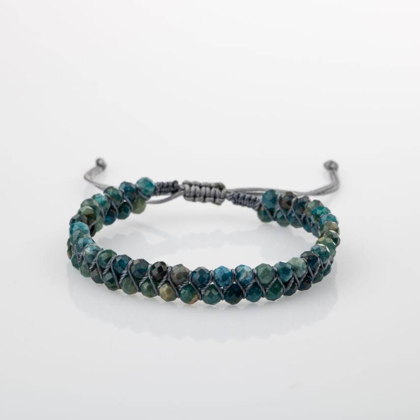 Mavi Apatit 3-4mm Çift Sıra Doğal Taş Bileklik - 4