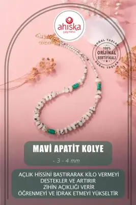 Mavi Apatit 3-4mm Doğal Taş Dizi Kolye - 1