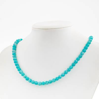 Mavi Apatit 3-4mm Doğal Taş Dizi Kolye - 2