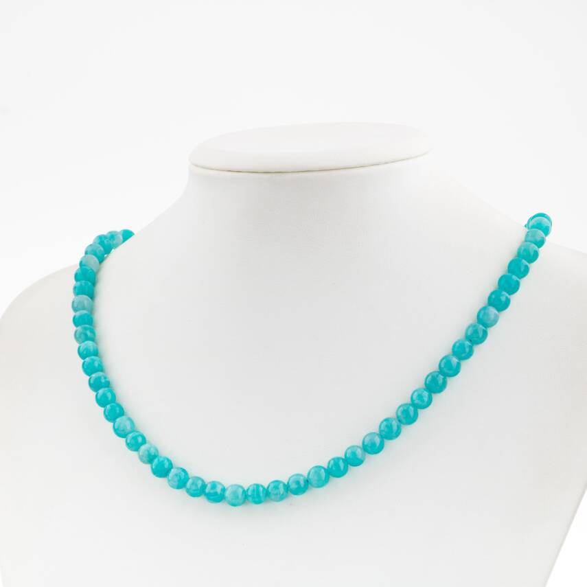 Mavi Apatit 3-4mm Doğal Taş Dizi Kolye - 2