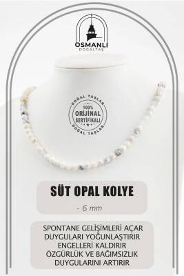 Mavi Apatit 6 mm Dizi Doğal Taş Kolye - Osmanlı Doğaltaş