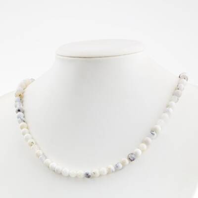 Mavi Apatit 6 mm Dizi Doğal Taş Kolye - 2