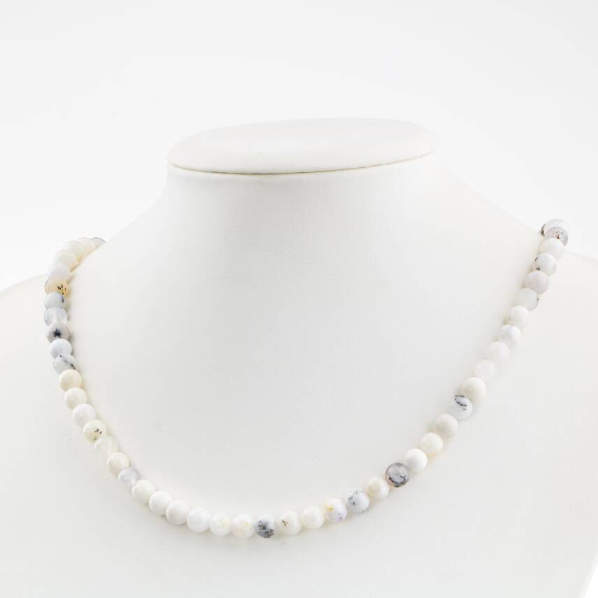 Mavi Apatit 6 mm Dizi Doğal Taş Kolye - 2