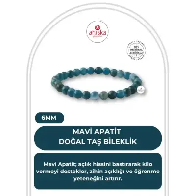 Mavi Apatit 6mm Doğal Taş Bileklik - 1