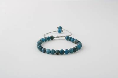 Mavi Apatit 6mm Merdiven Kapama Doğal Taş Bileklik - Osmanlı Doğaltaş