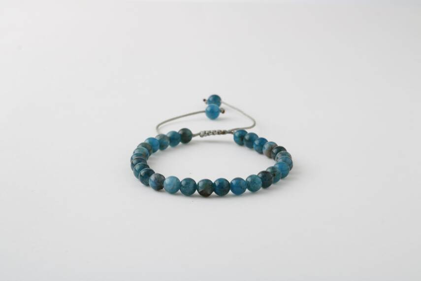 Mavi Apatit 6mm Merdiven Kapama Doğal Taş Bileklik - 2