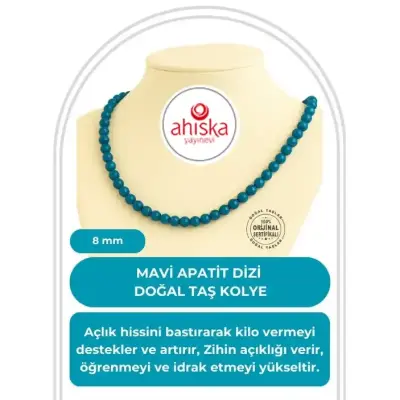 Mavi Apatit 8 mm Dizi Doğal Taş Kolye - Doğal Taş (1)