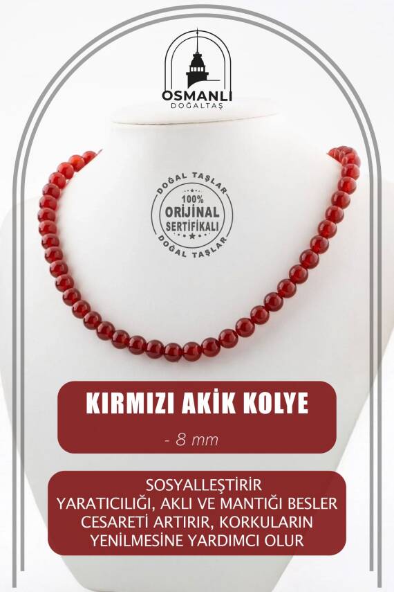 Mavi Apatit 8 mm Dizi Doğal Taş Kolye - 1