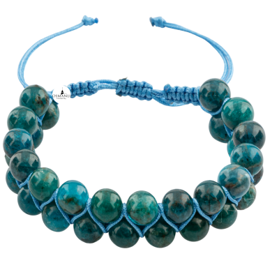 Mavi Apatit 8mm Çift Sıra Makrome Doğal Taş Bileklik - 2