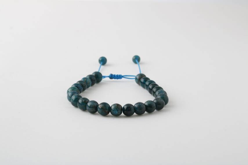 Mavi Apatit 8mm Merdiven Kapama Doğal Taş Bileklik - 2