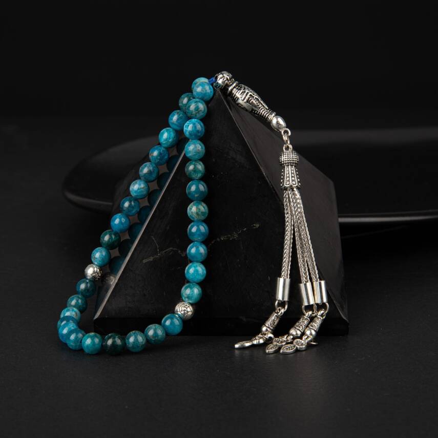 Mavi Apatit Doğal Taş Tesbih 33lük - 6mm - 4