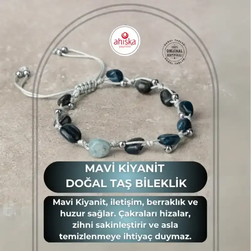 Mavi Kiyanit Natürel Kesim Doğal Taş Makrome Bileklik - 1