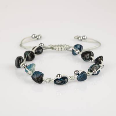 Mavi Kiyanit Natürel Kesim Doğal Taş Makrome Bileklik - 5