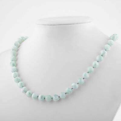 Mavi Larimar 8 mm Düğümlü Doğal Taş Kolye - Doğal Taş (1)