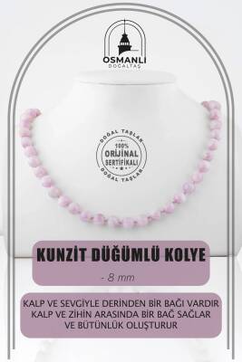 Mavi Larimar 8 mm Düğümlü Doğal Taş Kolye - Osmanlı Doğaltaş