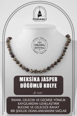 Meksika Jasper 8 mm Düğümlü Doğal Taş Kolye - 2