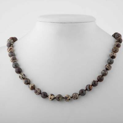 Meksika Jasper 8 mm Düğümlü Doğal Taş Kolye - Doğal Taş (1)