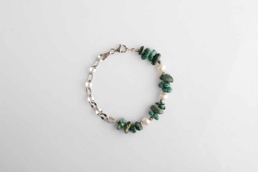 Mia, Turkuaz Firuze-İnci Doğal Taş Charm Bileklik - 3