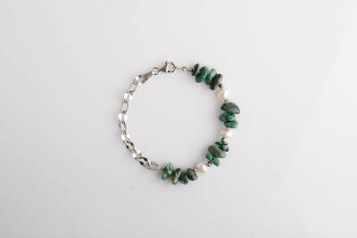 Mia, Turkuaz Firuze-İnci Doğal Taş Charm Bileklik - Osmanlı Doğaltaş