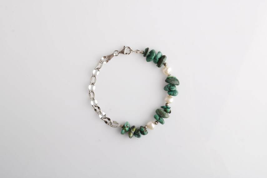 Mia, Turkuaz Firuze-İnci Doğal Taş Charm Bileklik - 1