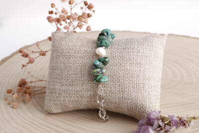 Mia, Turkuaz Firuze-İnci Doğal Taş Charm Bileklik - 2