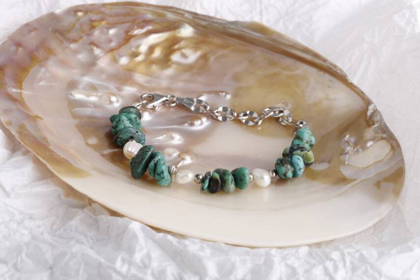 Mia, Turkuaz Firuze-İnci Doğal Taş Charm Bileklik - 3