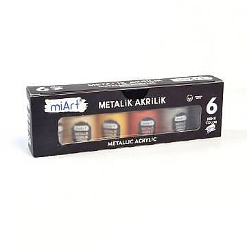Miart Akrilik Boya Metalik Renkler 30 ml 6 Lı - Miart