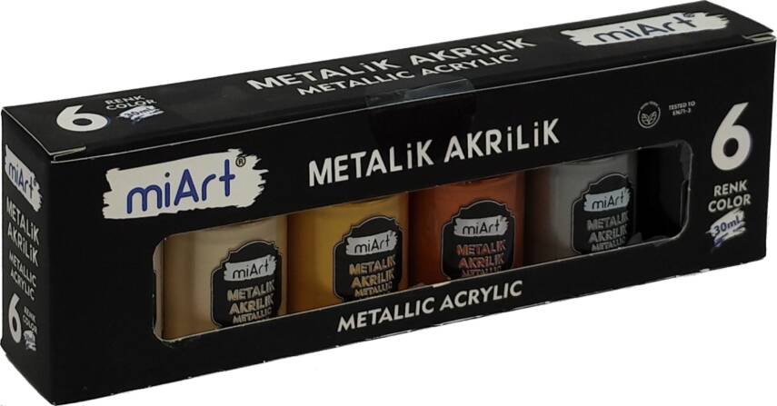 Miart Akrilik Boya Metalik Renkler 30 ml 6 Lı - 3