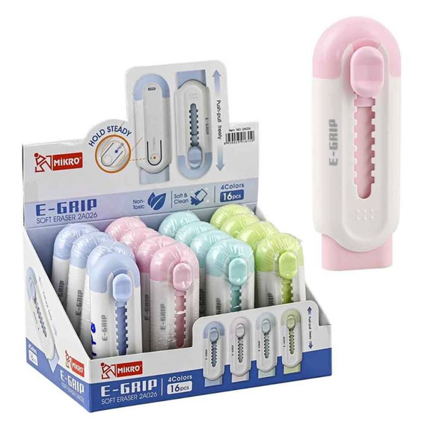 Mikro E Grip Pastel Renk Sürgülü Silgi - 1