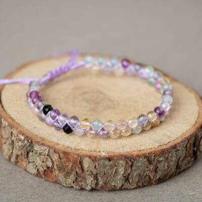 Mor Florit 3-4mm Çift Sıra Doğal Taş Bileklik - Osmanlı Doğaltaş