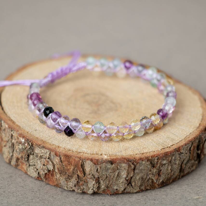 Mor Florit 3-4mm Çift Sıra Doğal Taş Bileklik - 1