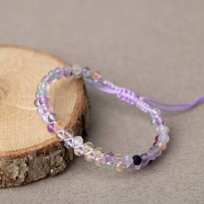 Mor Florit 3-4mm Çift Sıra Doğal Taş Bileklik - 3